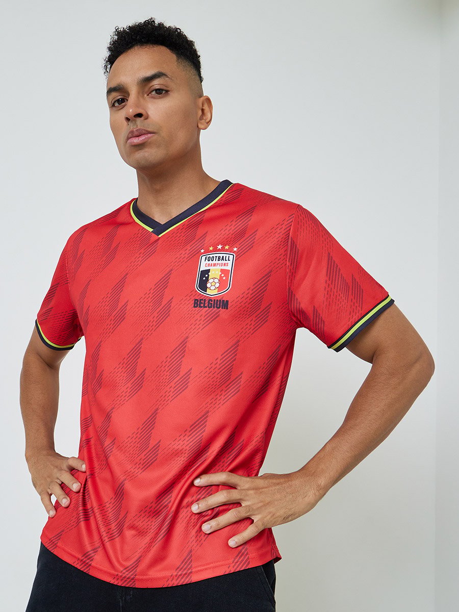 Men Belgium Short Sleeve Jersey Football T-Shirt