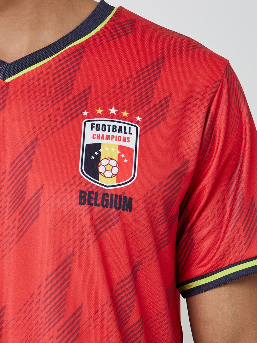 Men Belgium Short Sleeve Jersey Football T-Shirt