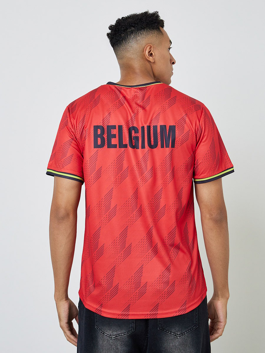 Men Belgium Short Sleeve Jersey Football T-Shirt
