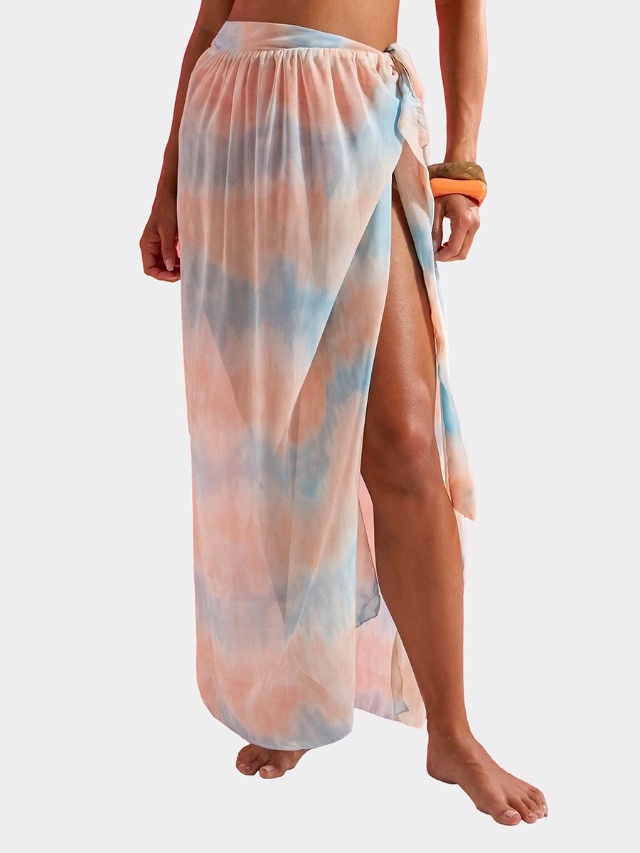 Tie-Dye Print Maxi Sarong with Tie Detail