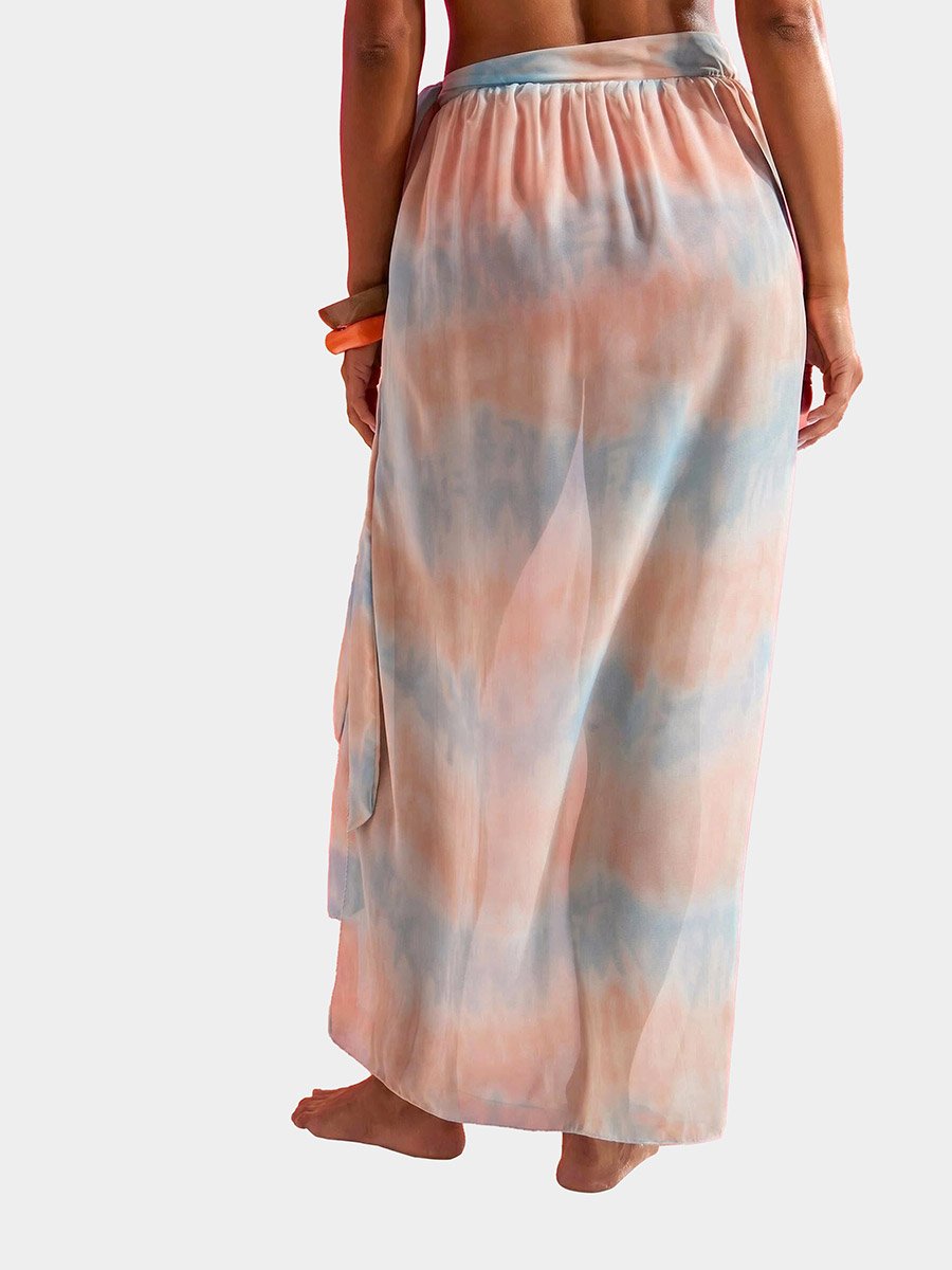 Tie-Dye Print Maxi Sarong with Tie Detail