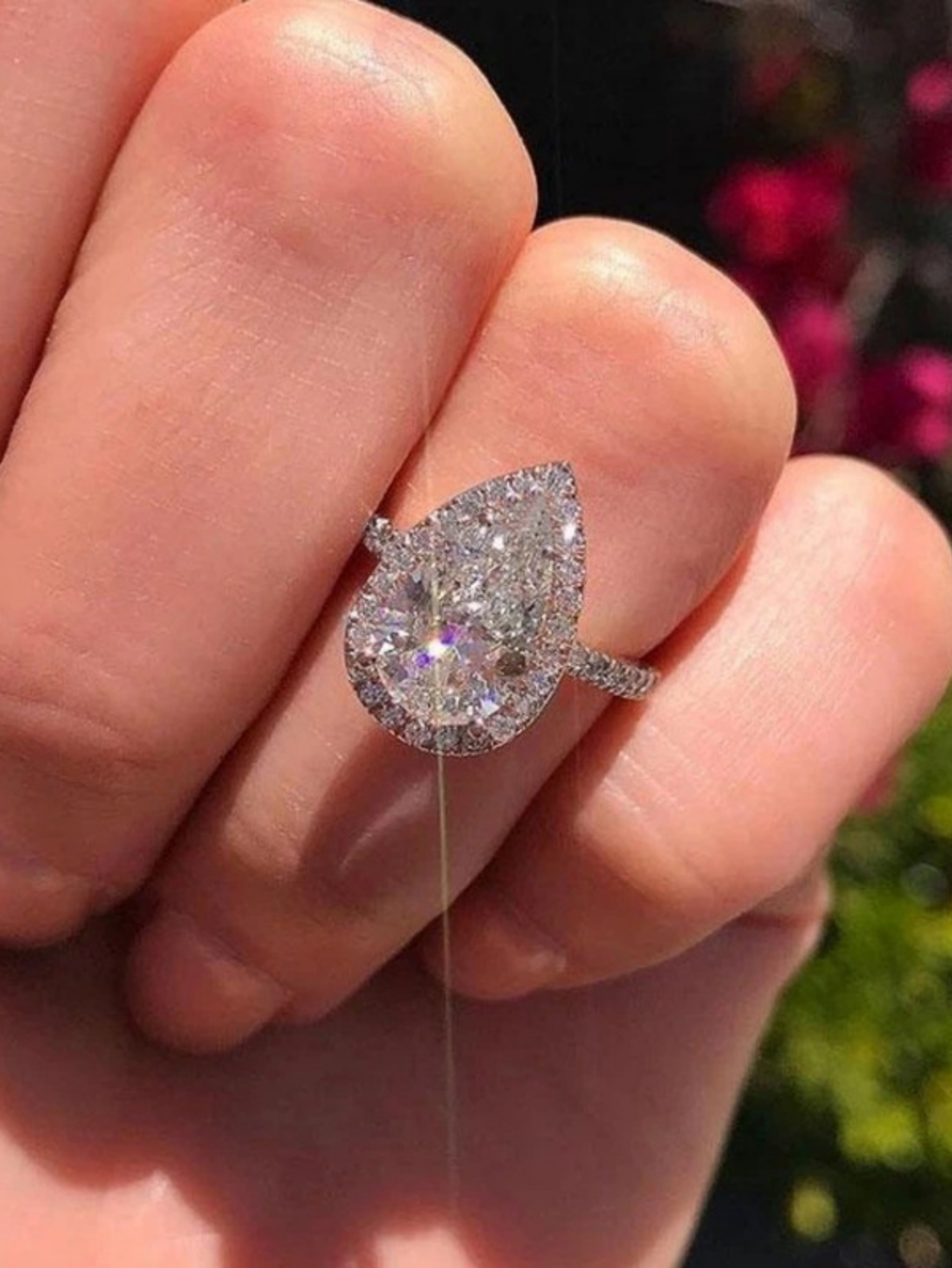 Embellished Pear-Shaped Ring