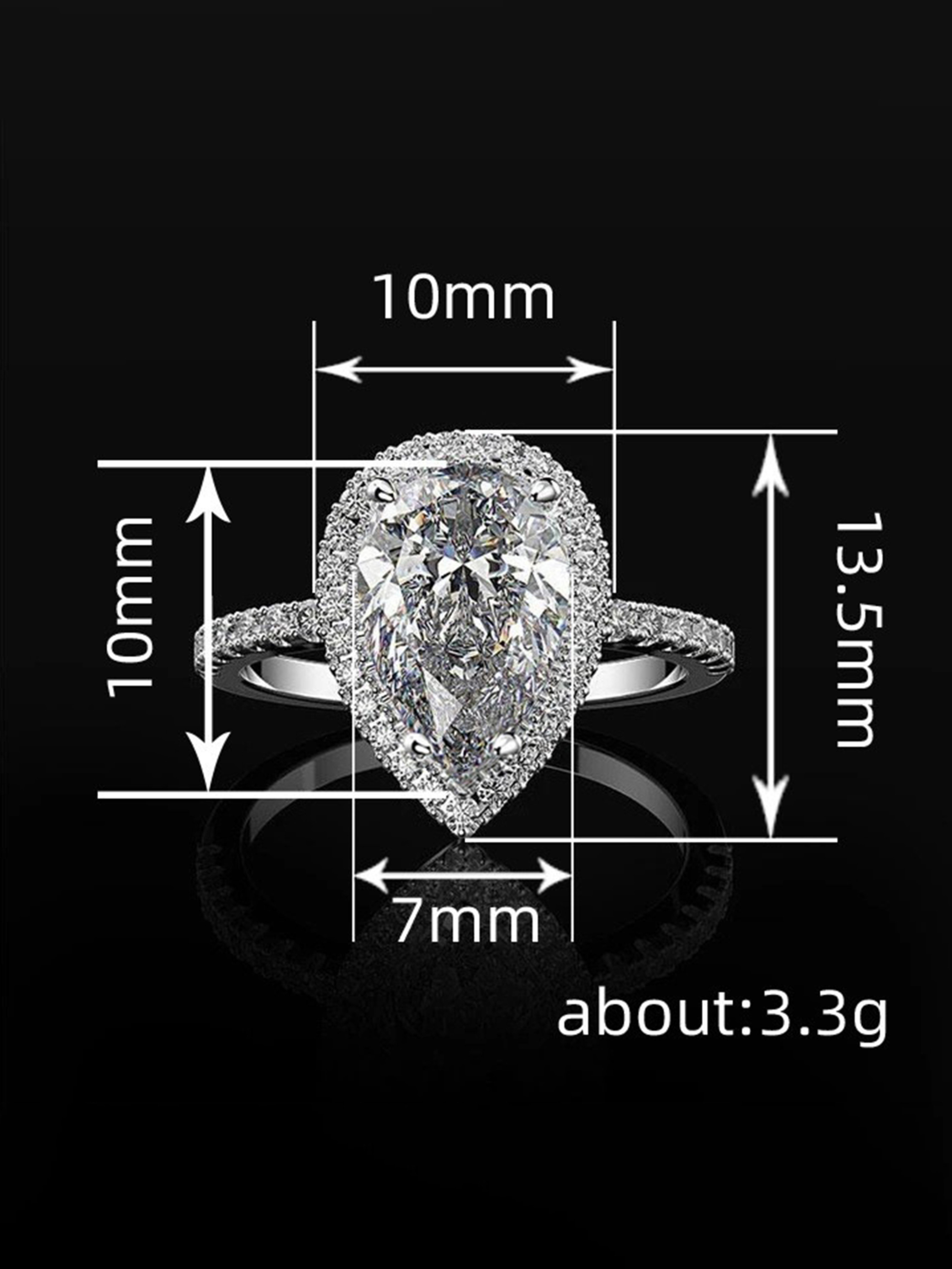Embellished Pear-Shaped Ring