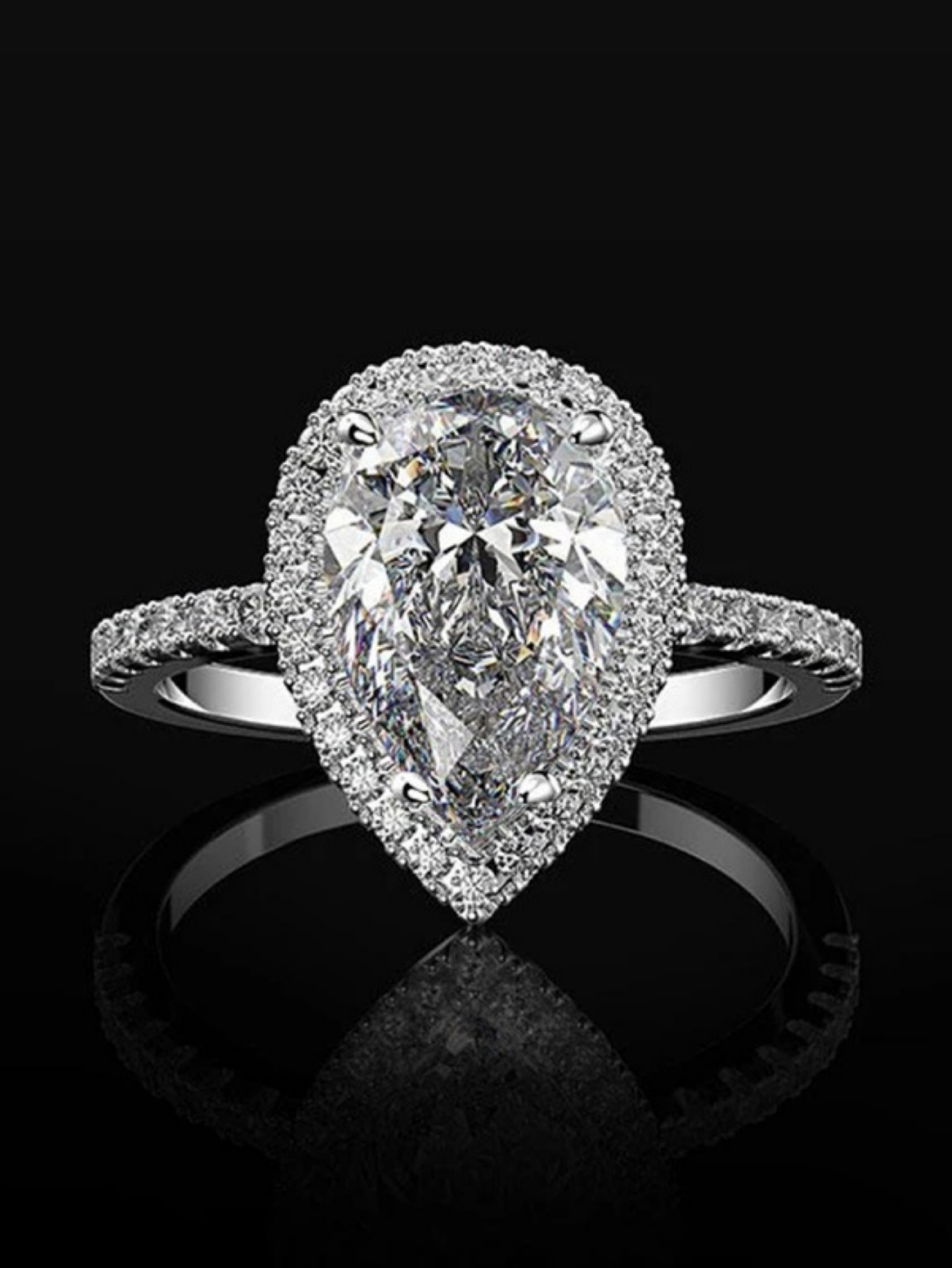Embellished Pear-Shaped Ring