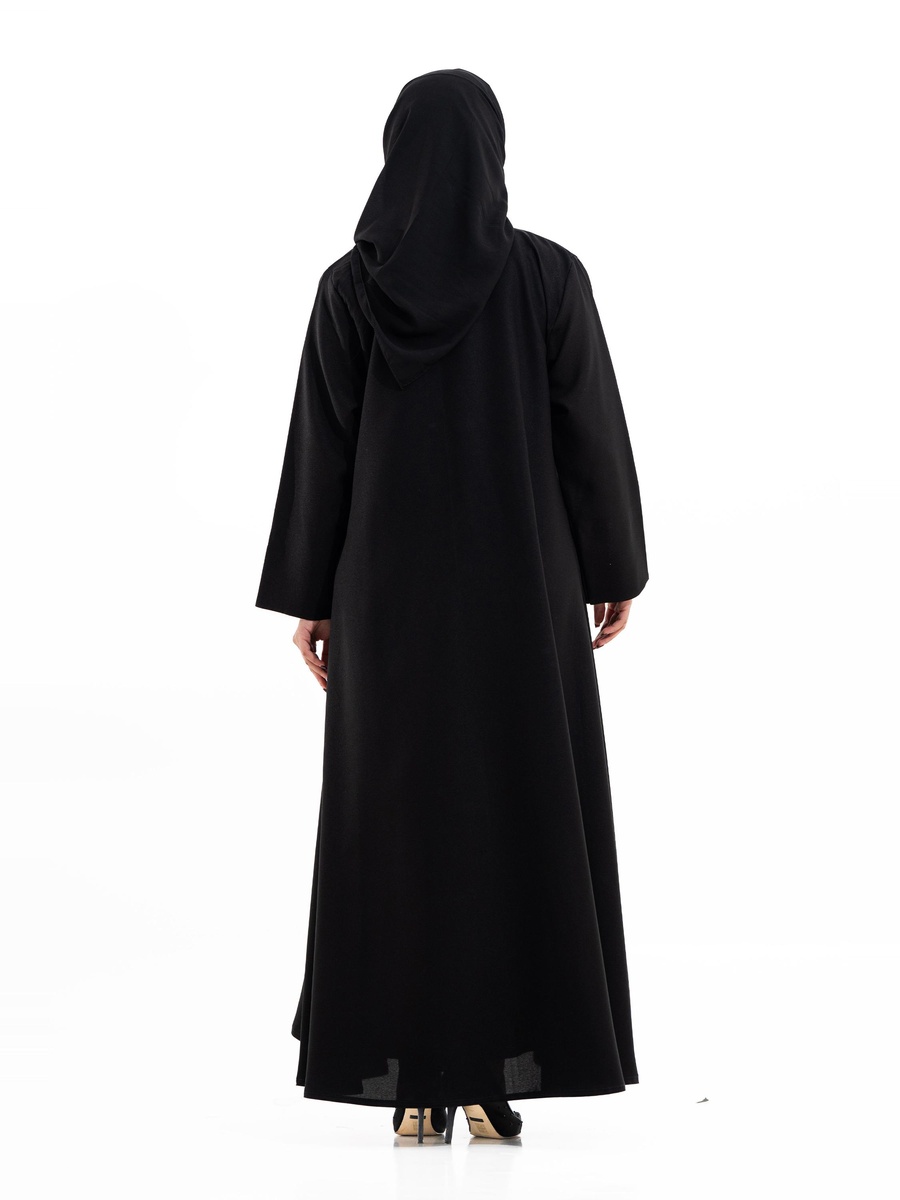 Black Embellished A-Line Abaya