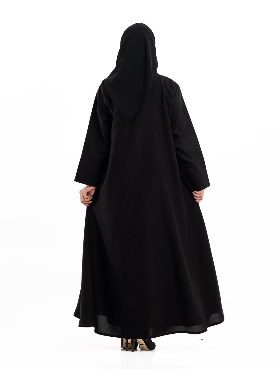 Black Embroidered A-Line Abaya