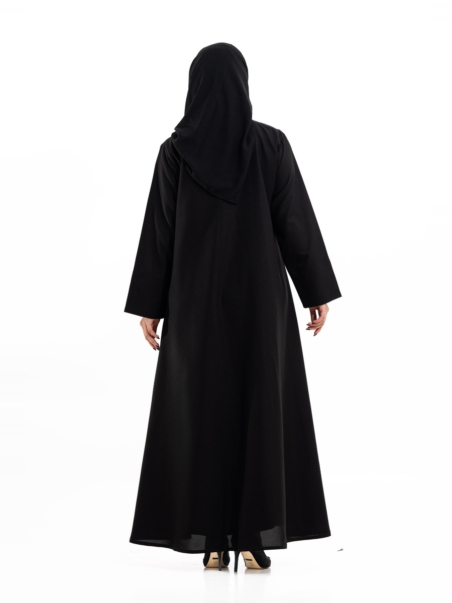 Black Embroidered A-Line Abaya