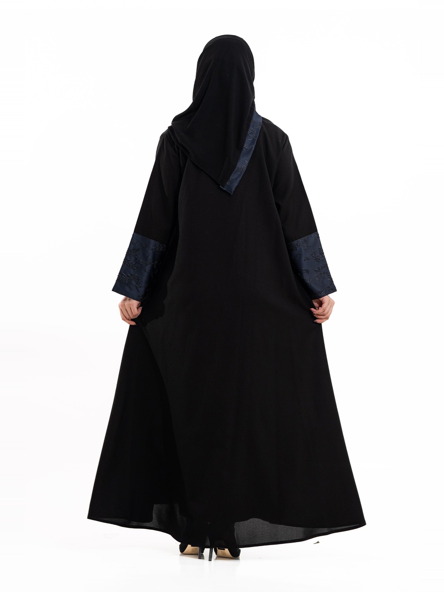 Navy Blue Embroidered A-Line Jalabaiya