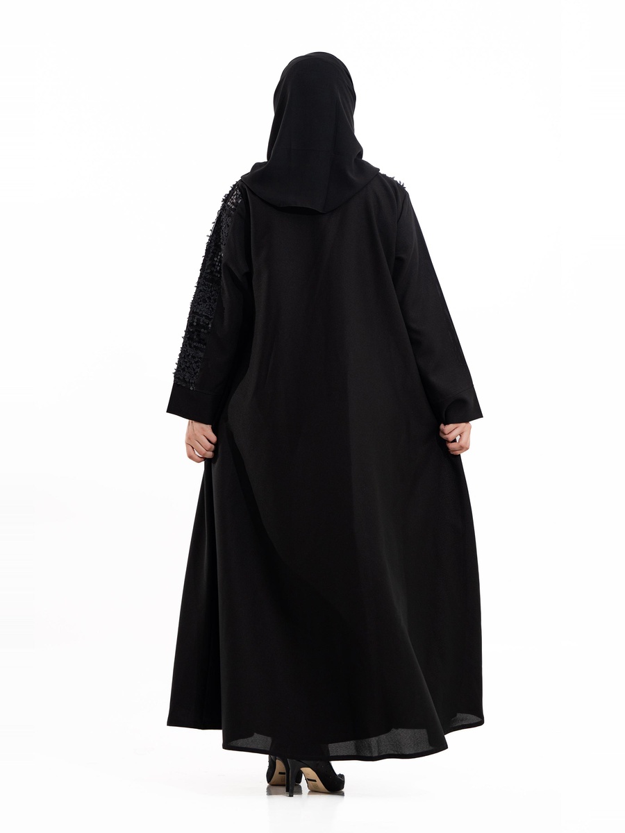 Black Abeer Embellished V Neck Abaya