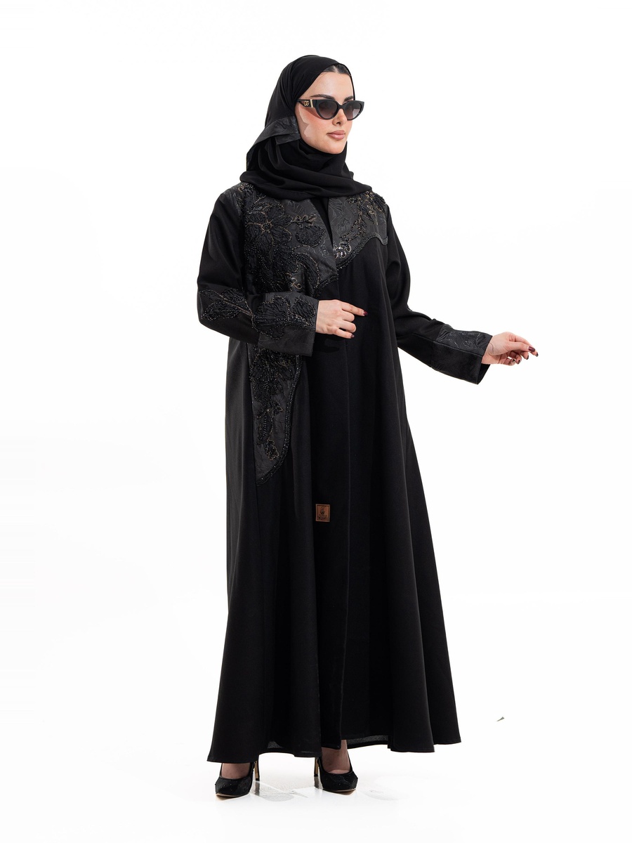 Black Rival Embellished Collarless Abaya
