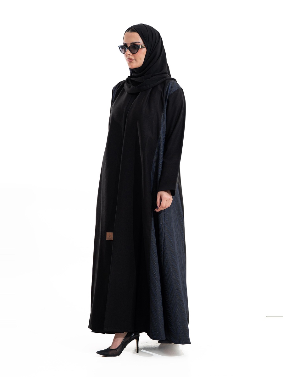 Black Israa Jacquard V Neck Abaya