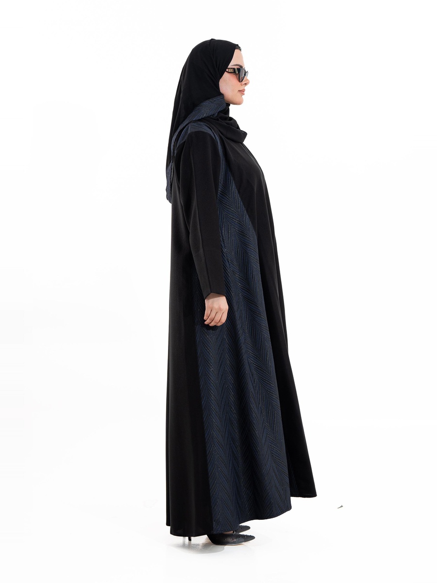 Black Israa Jacquard V Neck Abaya