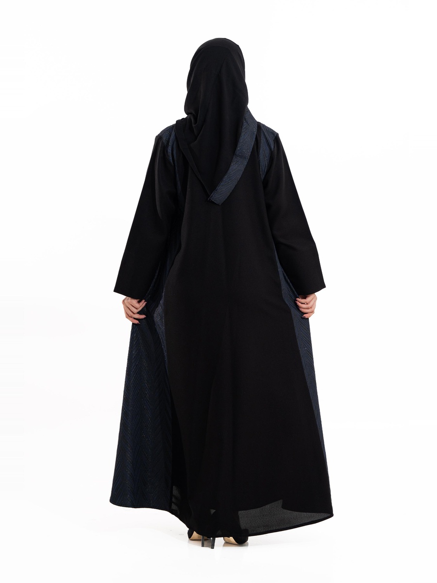Black Israa Jacquard V Neck Abaya