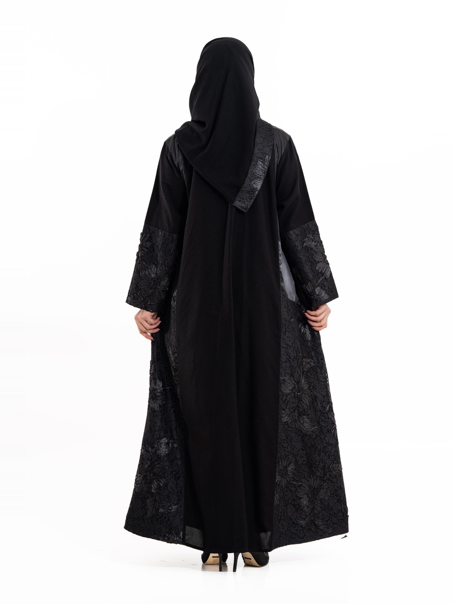 Black Nada Embroidered Long Sleeves Abaya