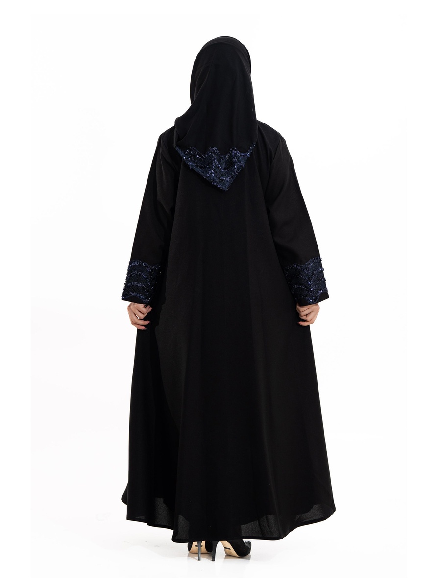 Black Bayan Crystal Tulle Embellished Abaya