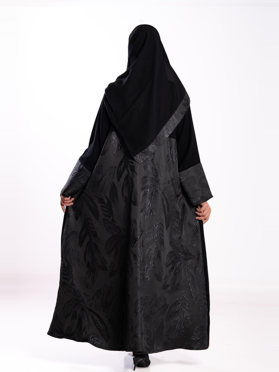 Black Alia Jacquard Long Sleeves Abaya