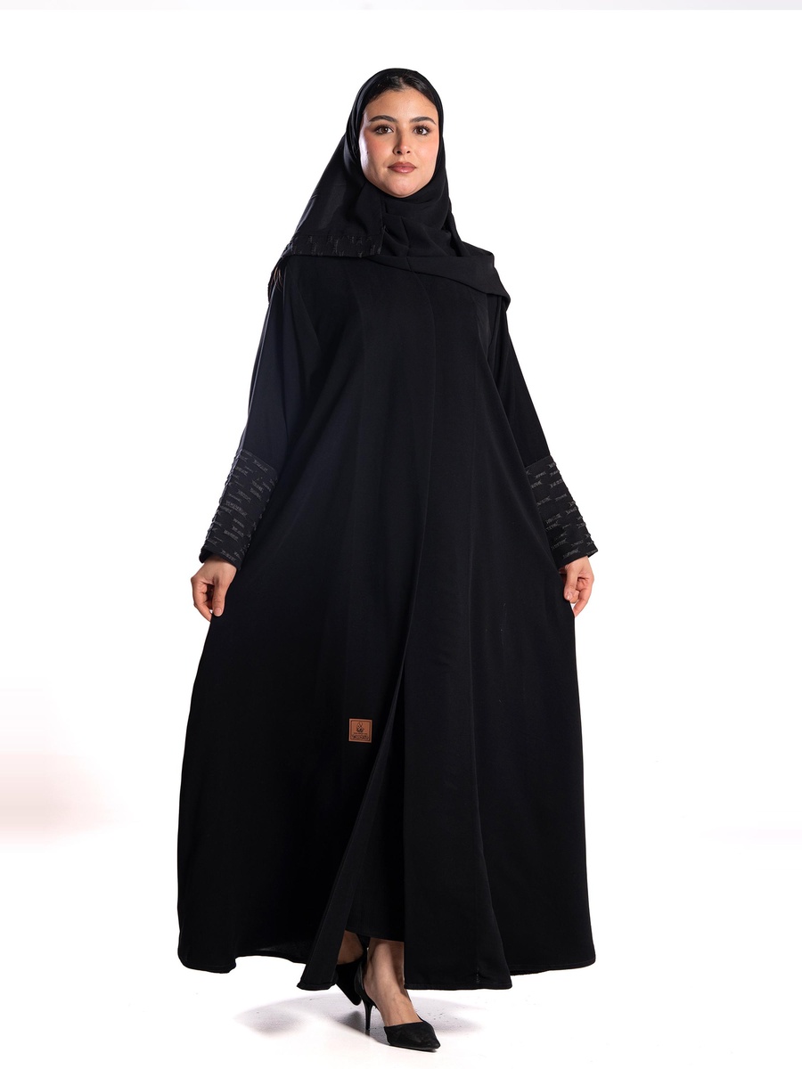Black Embroidered A-Line Abaya 