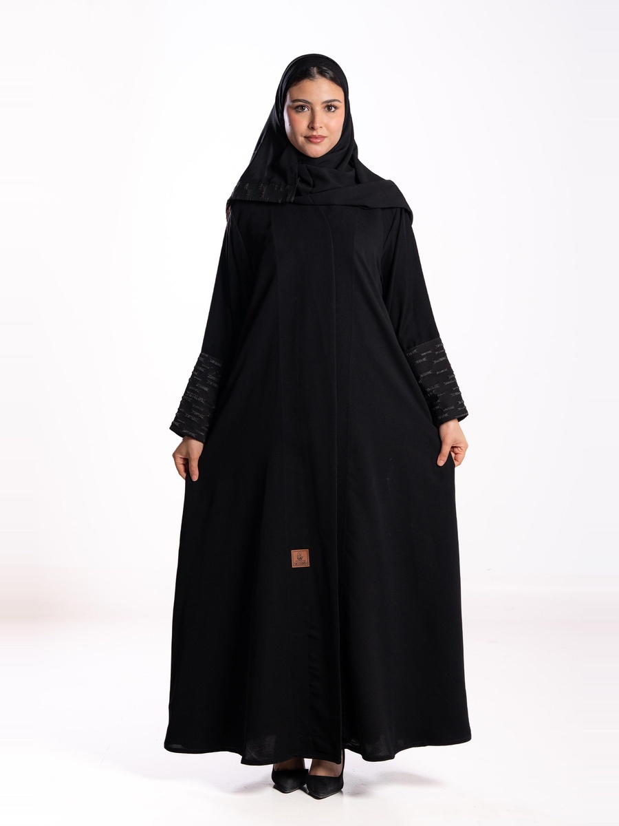 Black Embroidered A-Line Abaya 