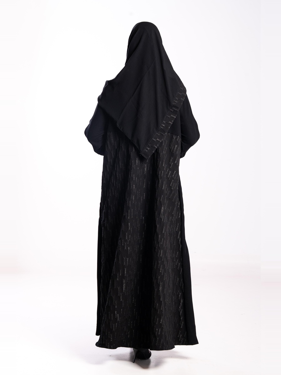 Black Embroidered A-Line Abaya 