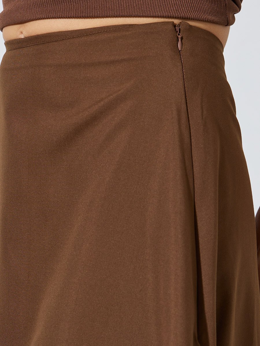Women's A-Line Maxi Skirt in Rich Brown