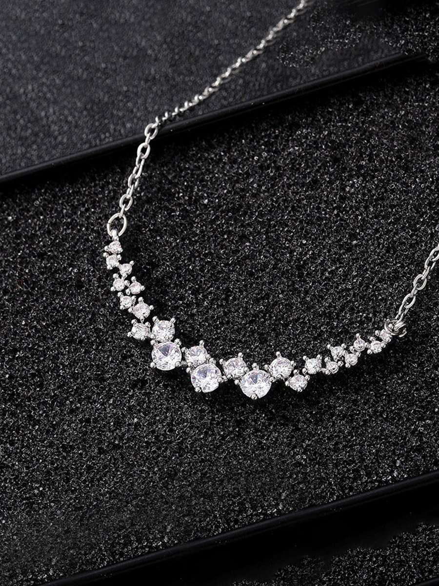 Silver Crystal Cluster Necklace