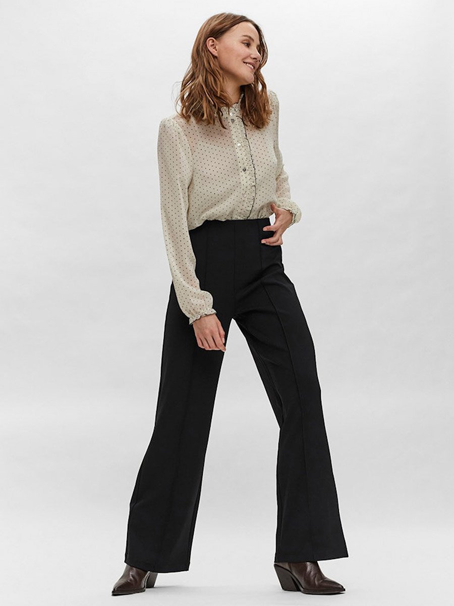 Black Becky High Rise Solid Wide Leg Pants