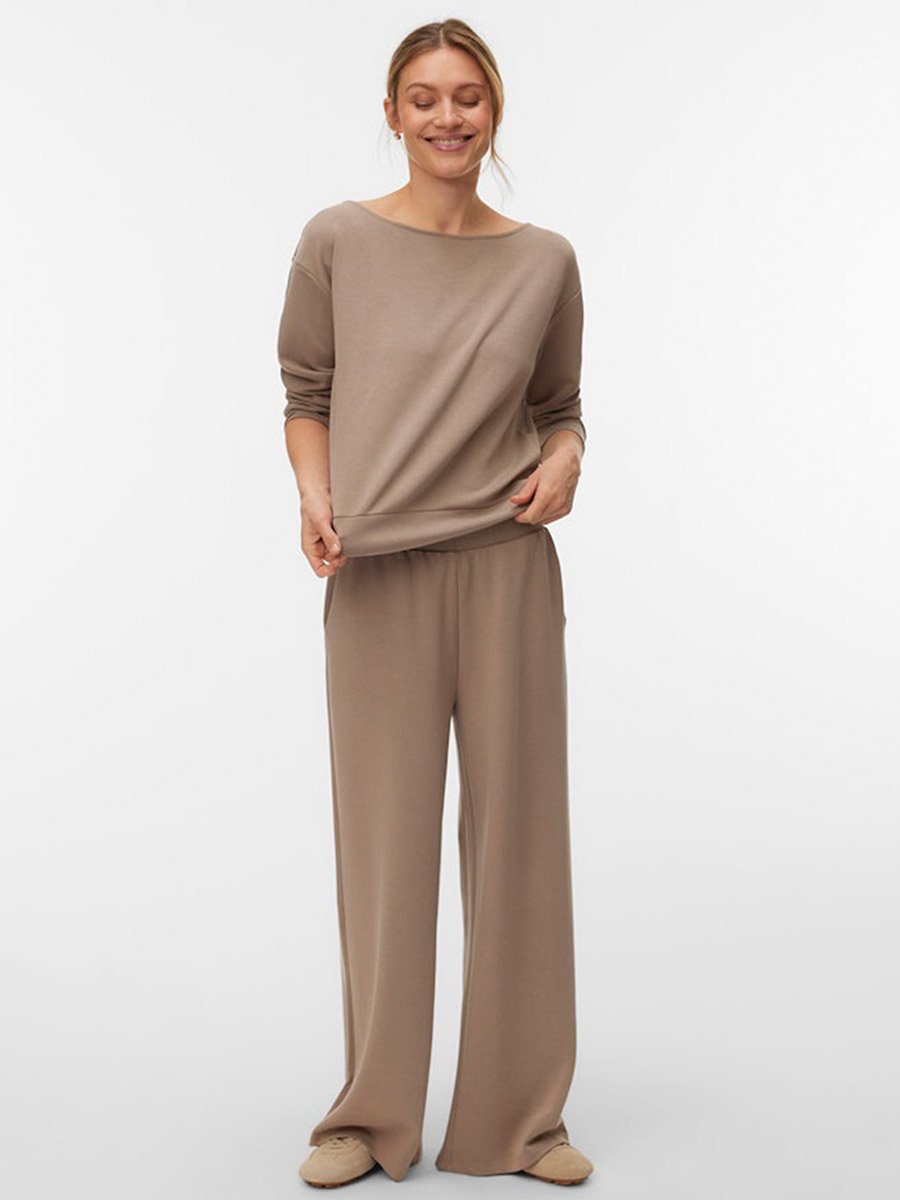 Brown Julia High Rise Solid Straight Pants