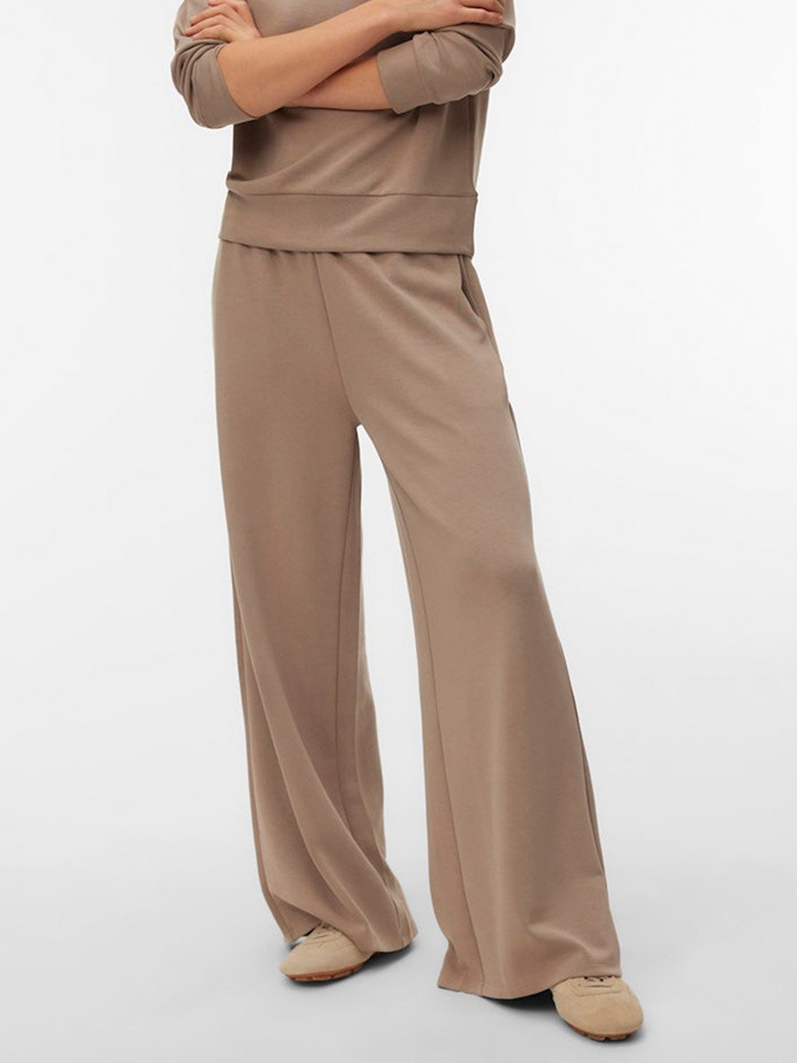 Brown Julia High Rise Solid Straight Pants
