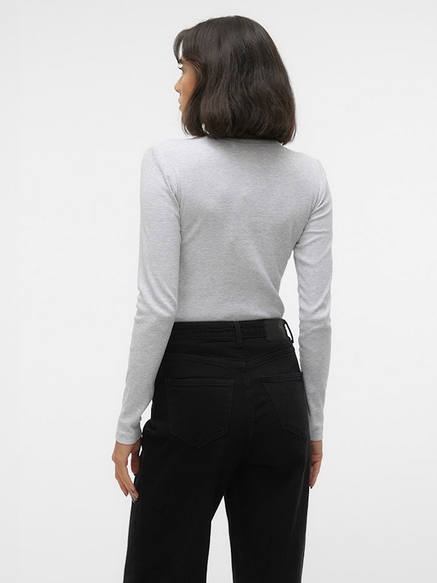 Grey Chloe Solid Long Sleeves Top