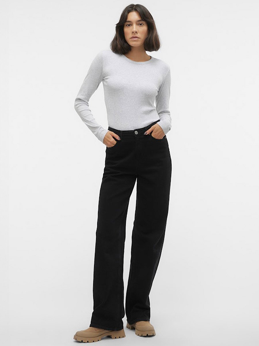 Grey Chloe Solid Long Sleeves Top