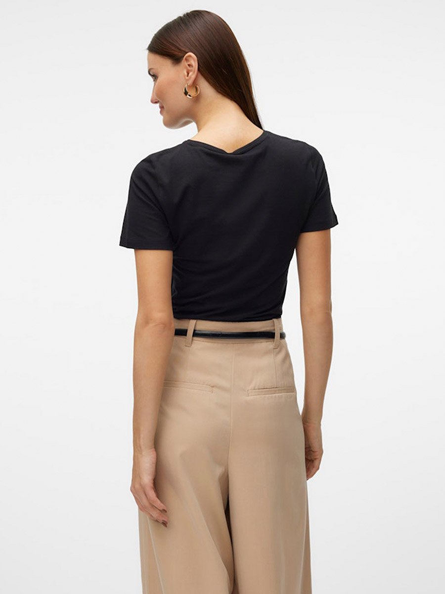 Black Lulu Solid Short Sleeves Top