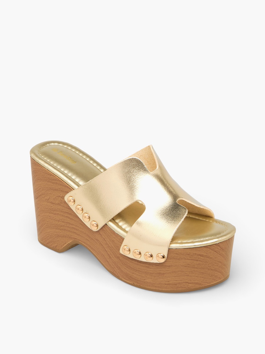Women Metallic Platform Heel Sandals