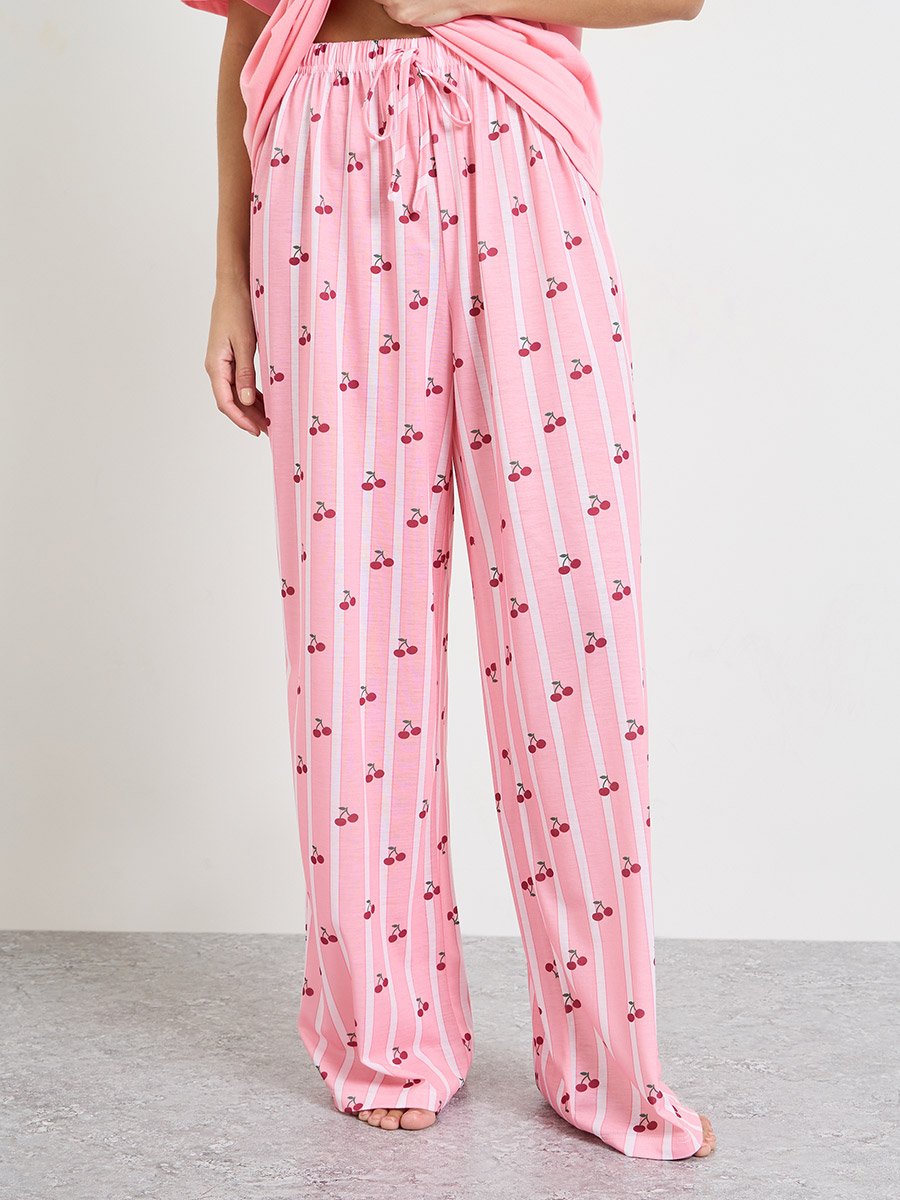 Pink Weekend Graphic Drop Shoulder T-Shirt and Pyjama Set