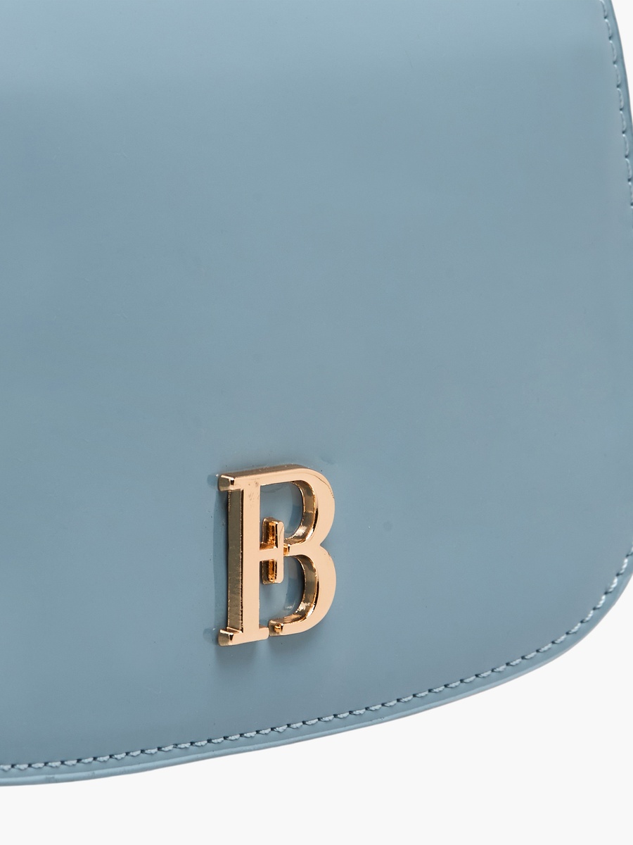 Metallic Logo Shoulder Bag with Zip Closure