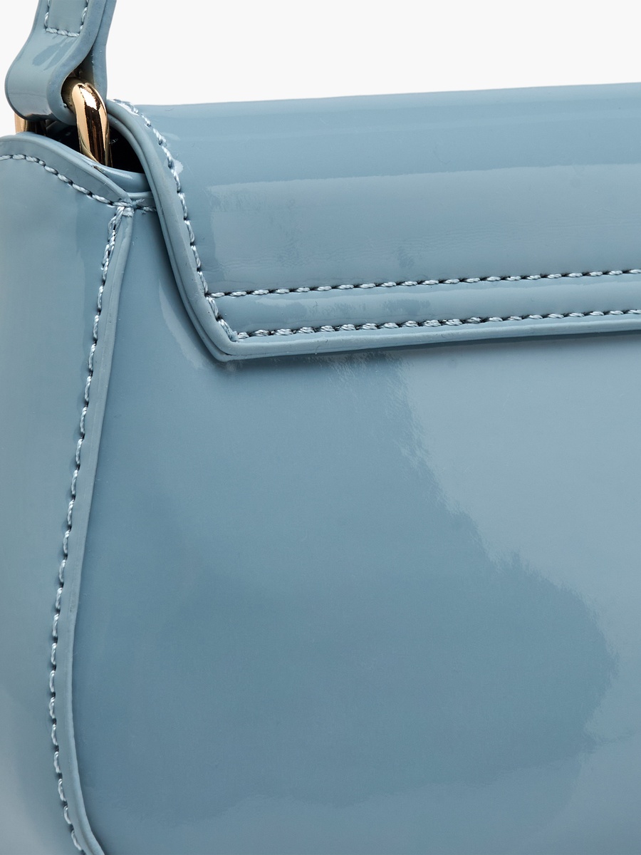 Metallic Logo Shoulder Bag with Zip Closure
