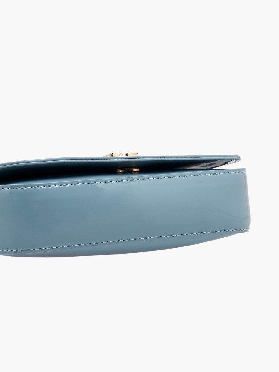 Metallic Logo Shoulder Bag with Zip Closure