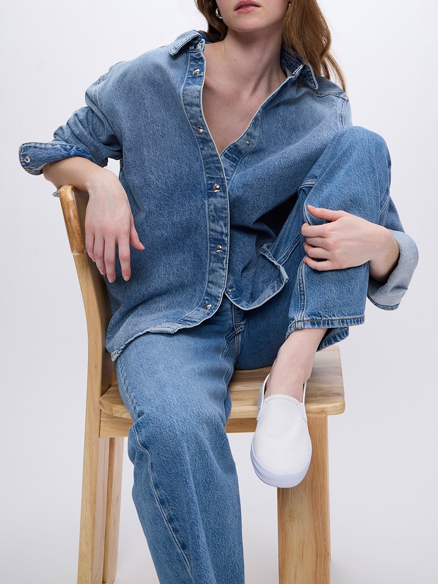 White Double Decker Slip On Canvas Sneakers
