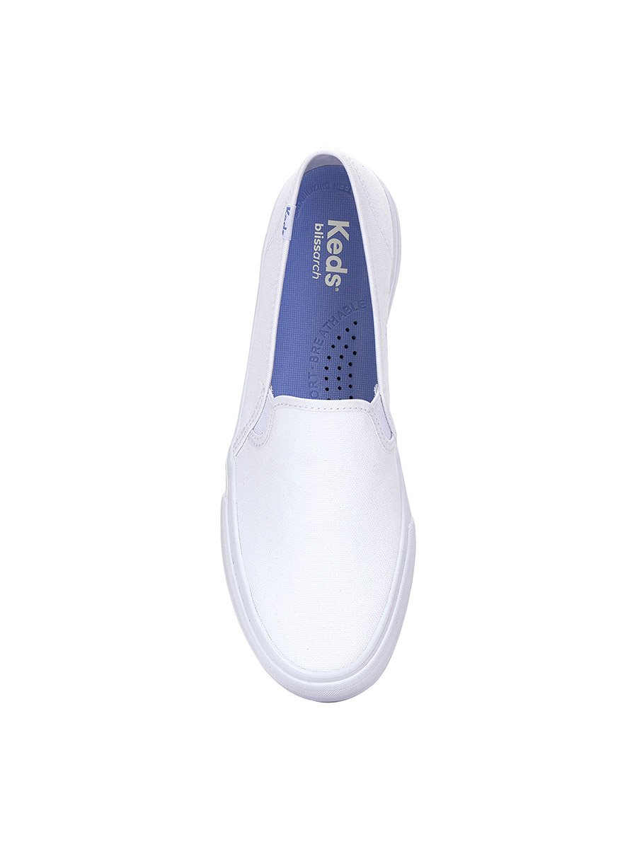 White Double Decker Slip On Canvas Sneakers