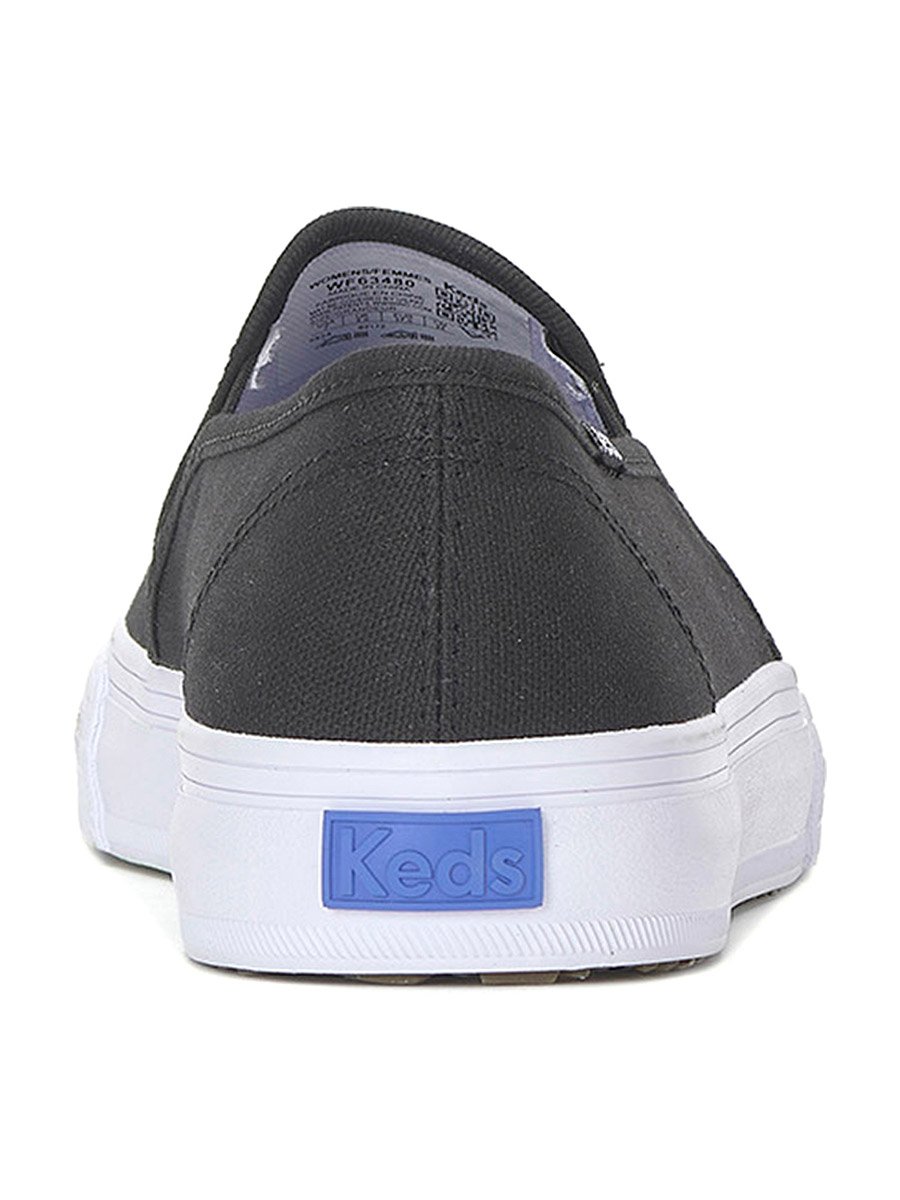 Black Double Decker Slip On Canvas Sneakers