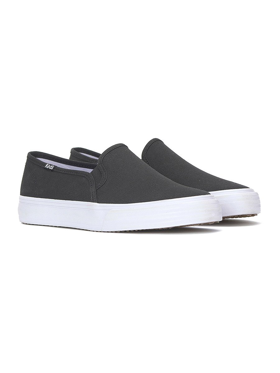 Black Double Decker Slip On Canvas Sneakers