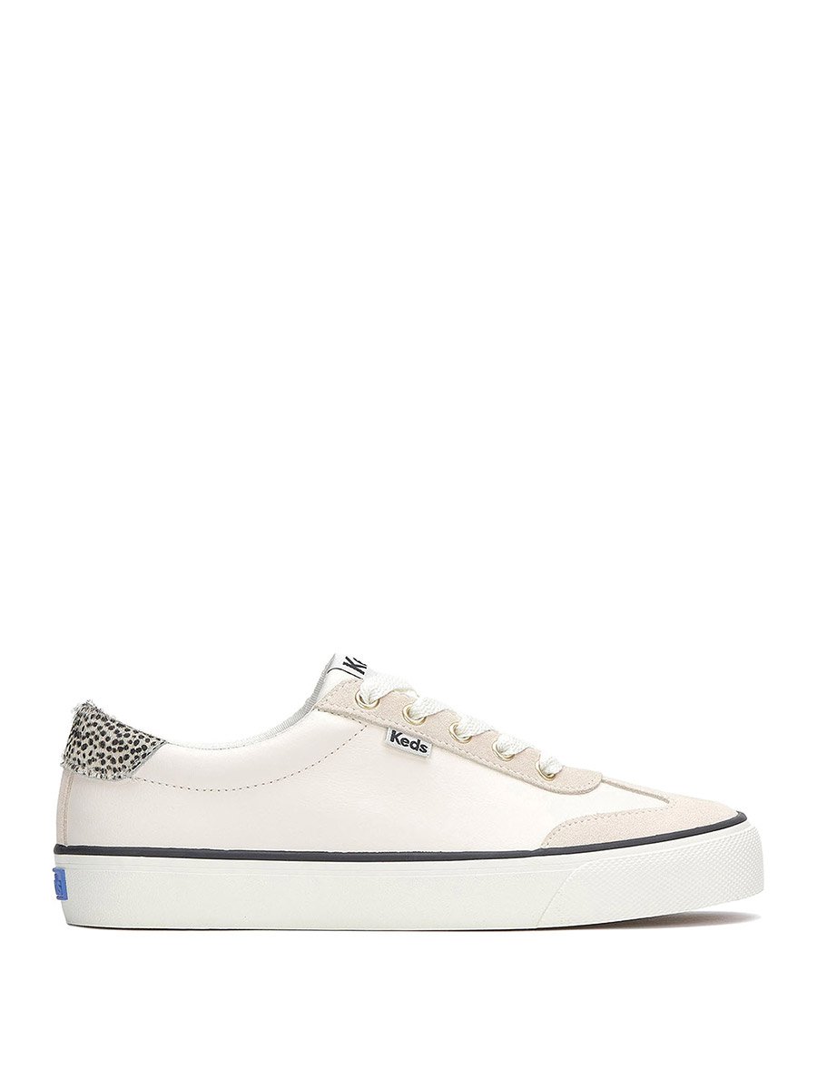 Cream Jump Kick T-Toe Lace Up Leather Sneakers