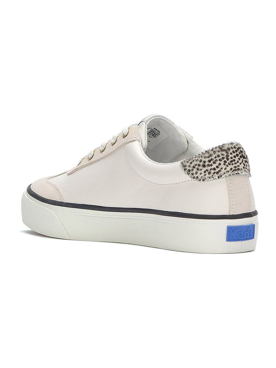 Cream Jump Kick T-Toe Lace Up Leather Sneakers