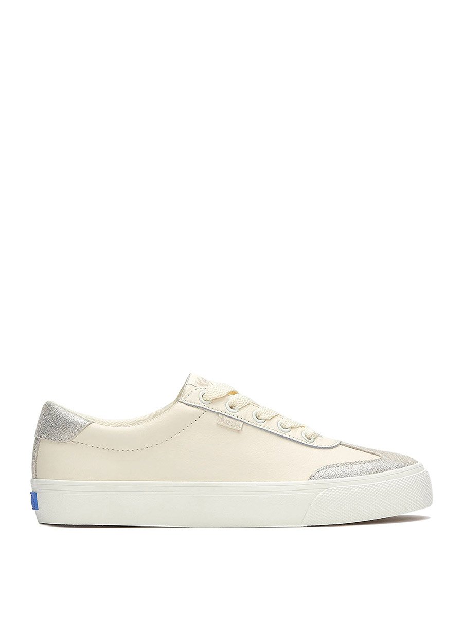 Beige Jump Kick T-Toe Lace Up Glitter Sneakers