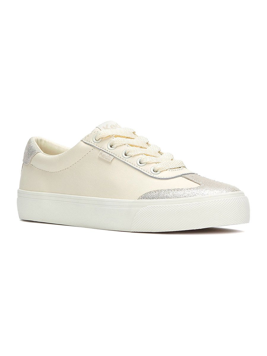 Beige Jump Kick T-Toe Lace Up Glitter Sneakers