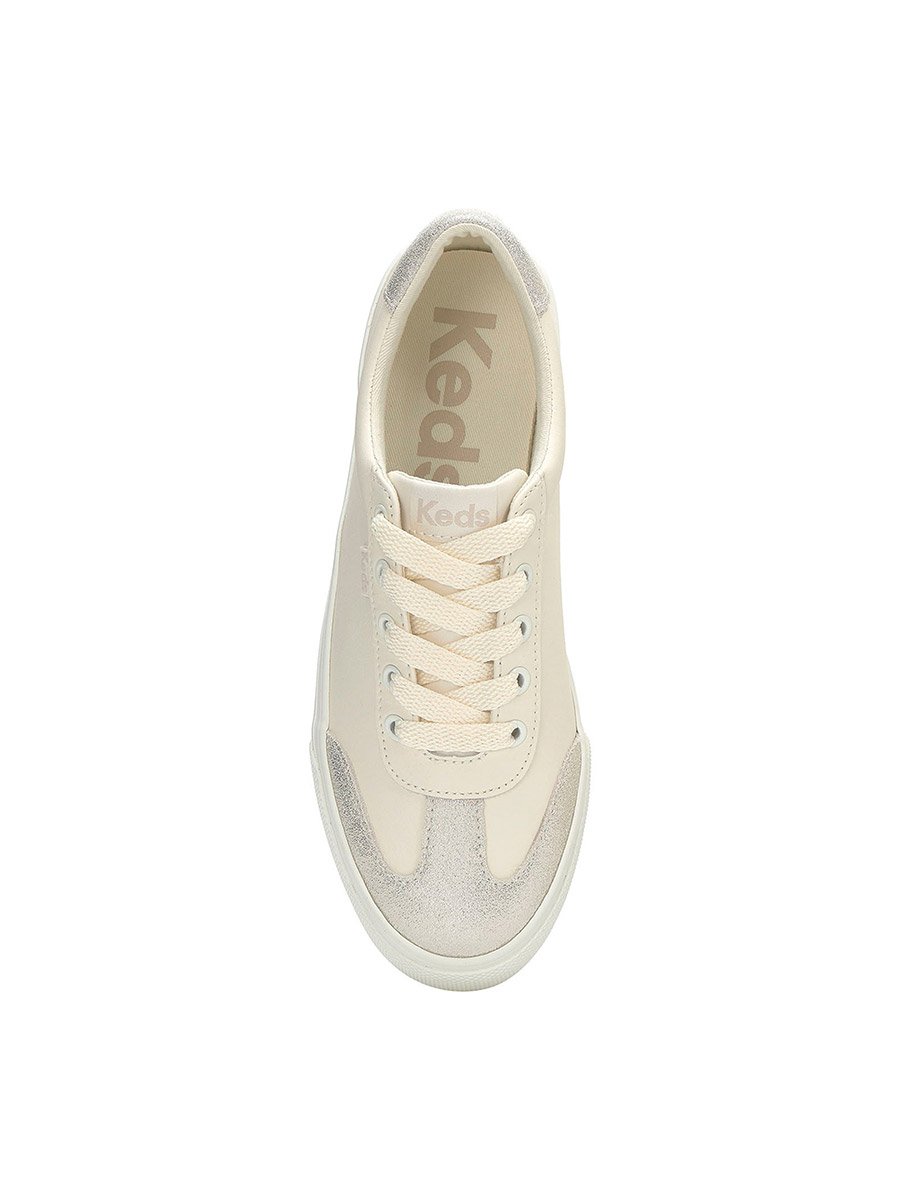 Beige Jump Kick T-Toe Lace Up Glitter Sneakers