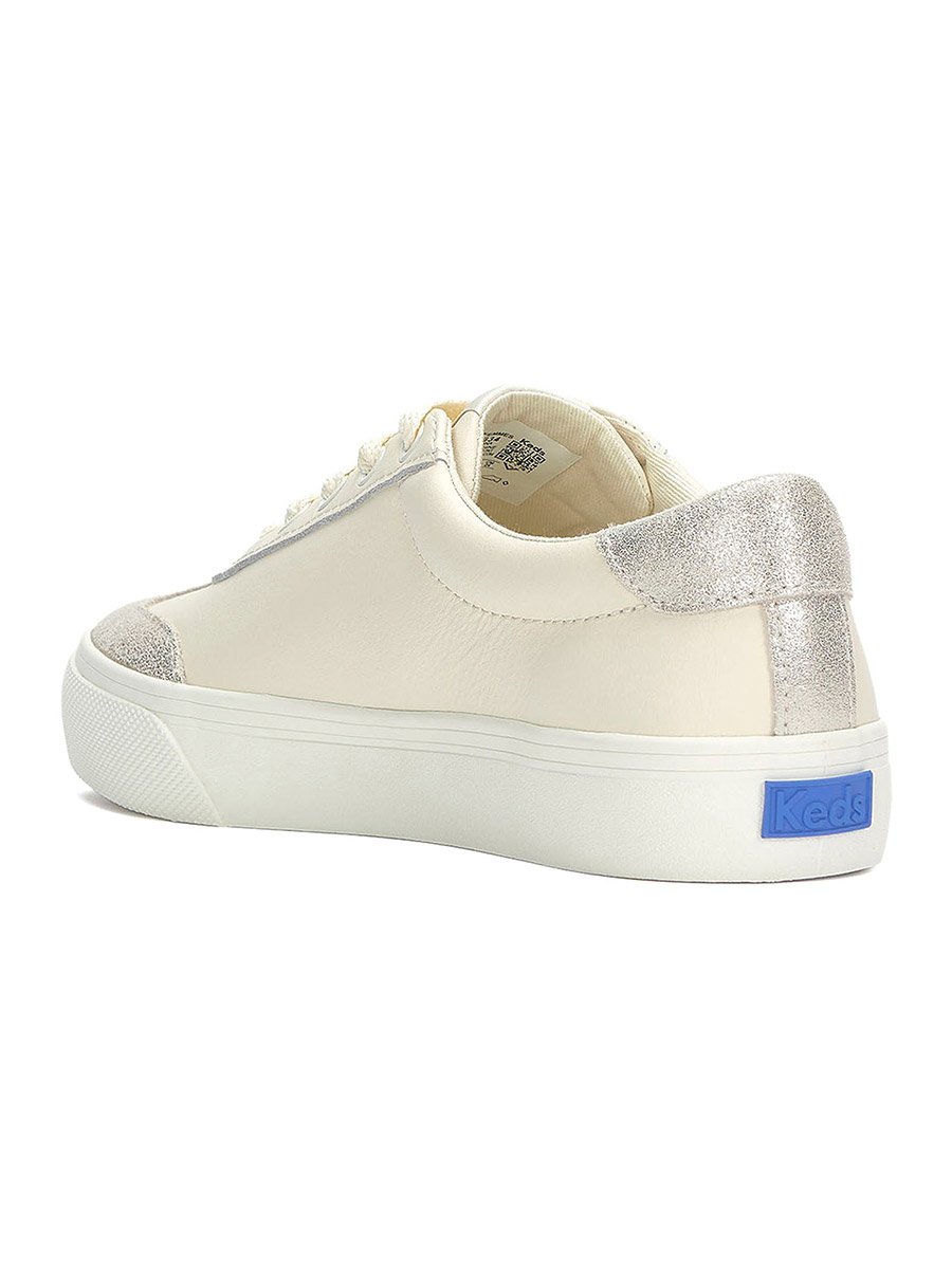 Beige Jump Kick T-Toe Lace Up Glitter Sneakers