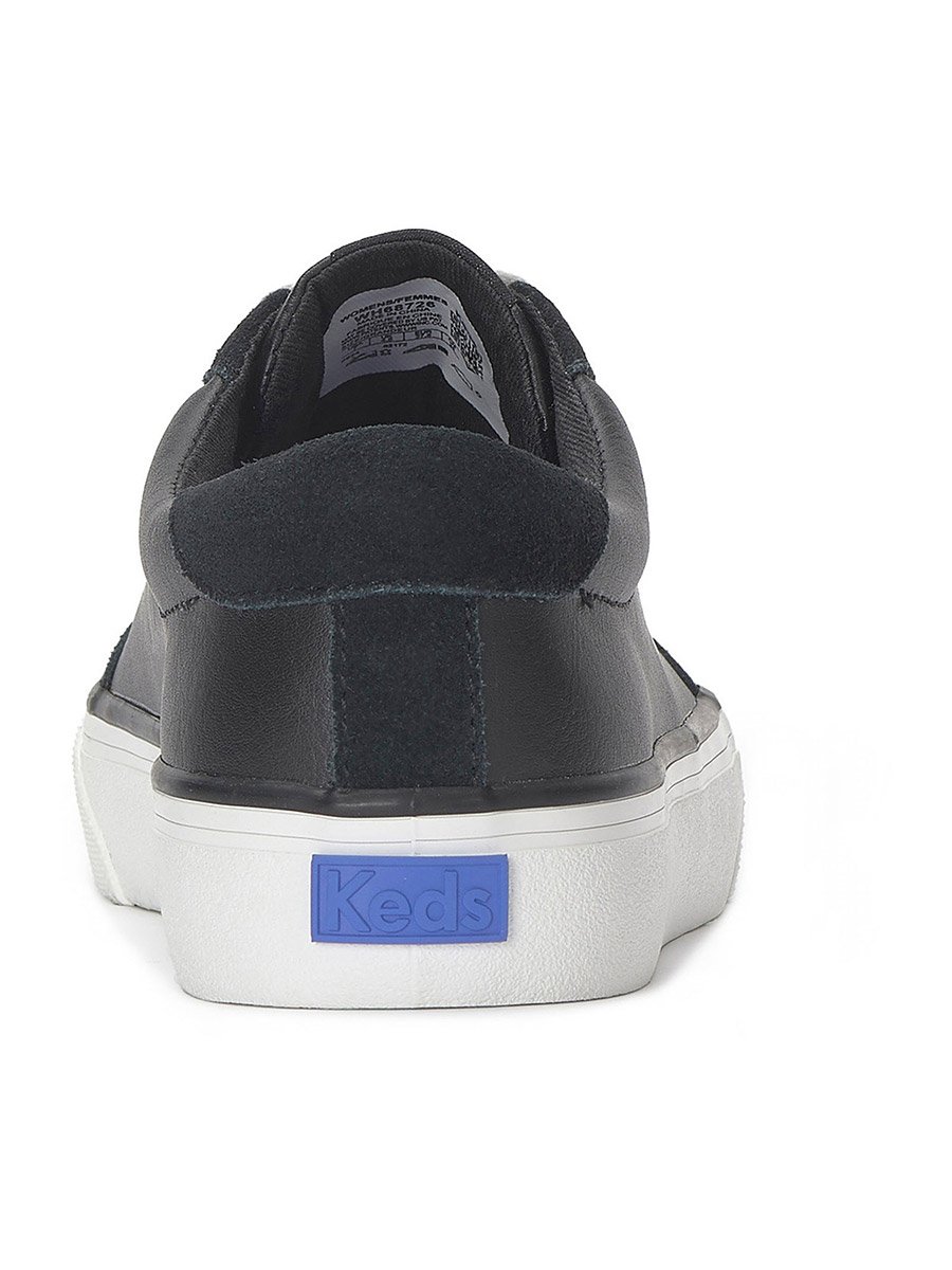 Black Jump Kick T-Toe Lace Up Leather Sneakers