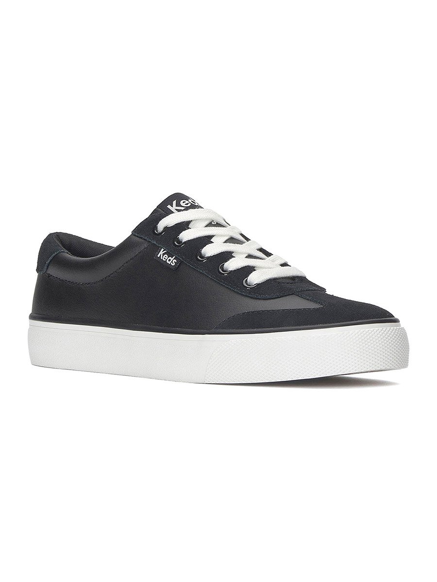 Black Jump Kick T-Toe Lace Up Leather Sneakers
