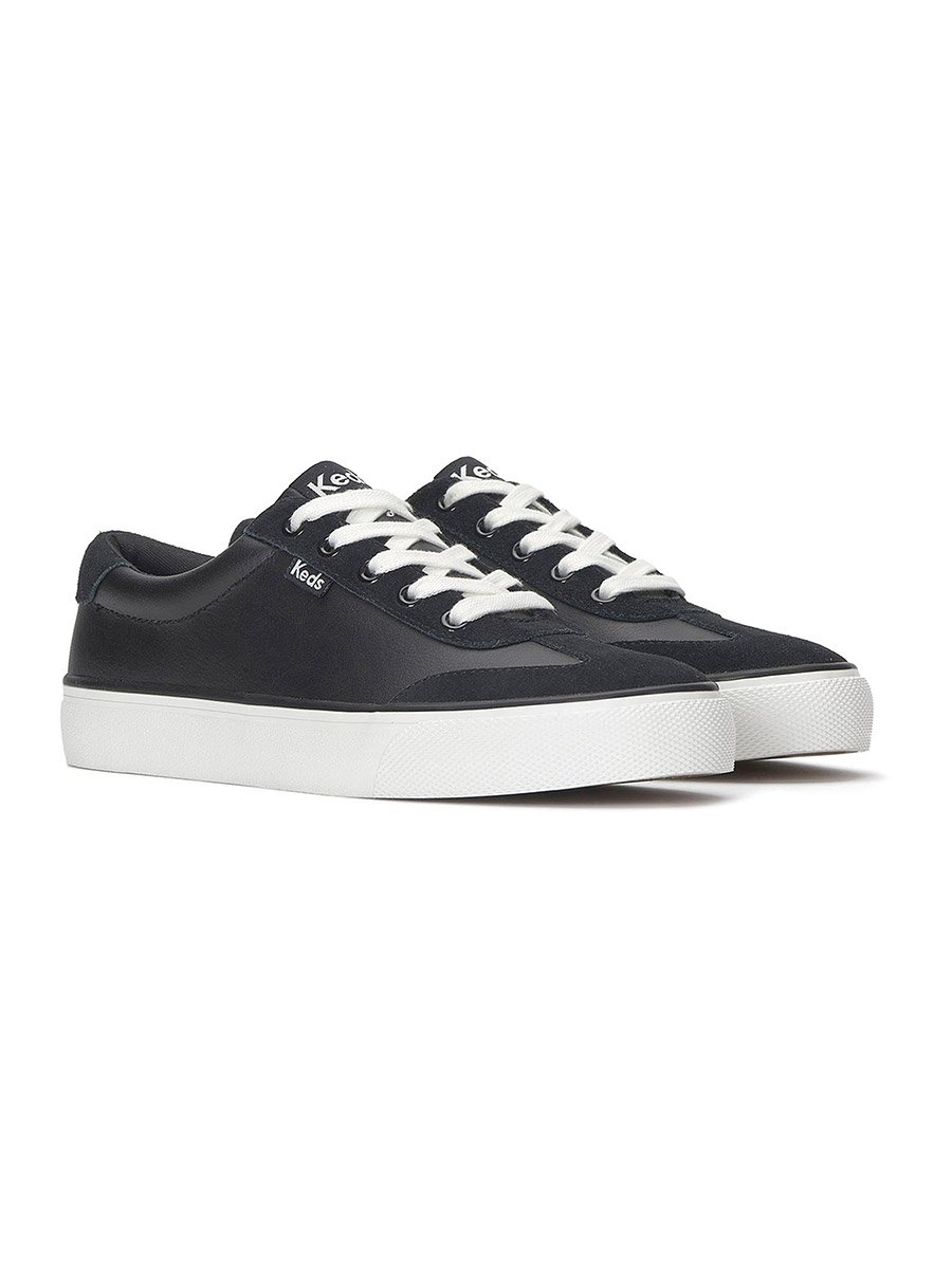 Black Jump Kick T-Toe Lace Up Leather Sneakers