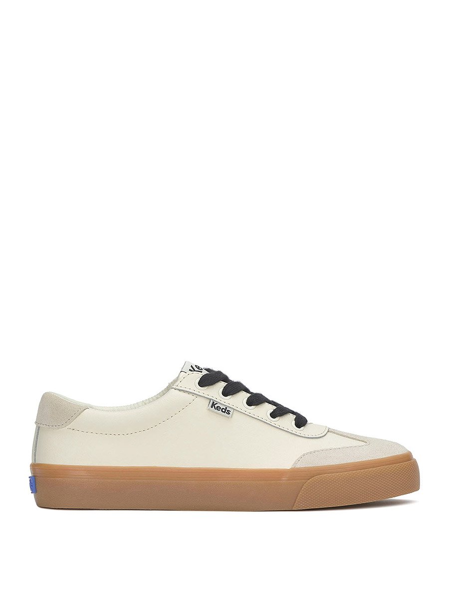 Beige Jump Kick T-Toe Lace Up Leather Sneakers
